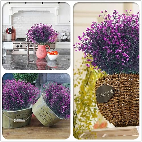 Miniatura 10 de PASYOU Plantas artificiales, flores de hierba falsas, vegetación de plástico, patio, pasillo, interior, exterior, hogar, jardín, balcón, fiesta,