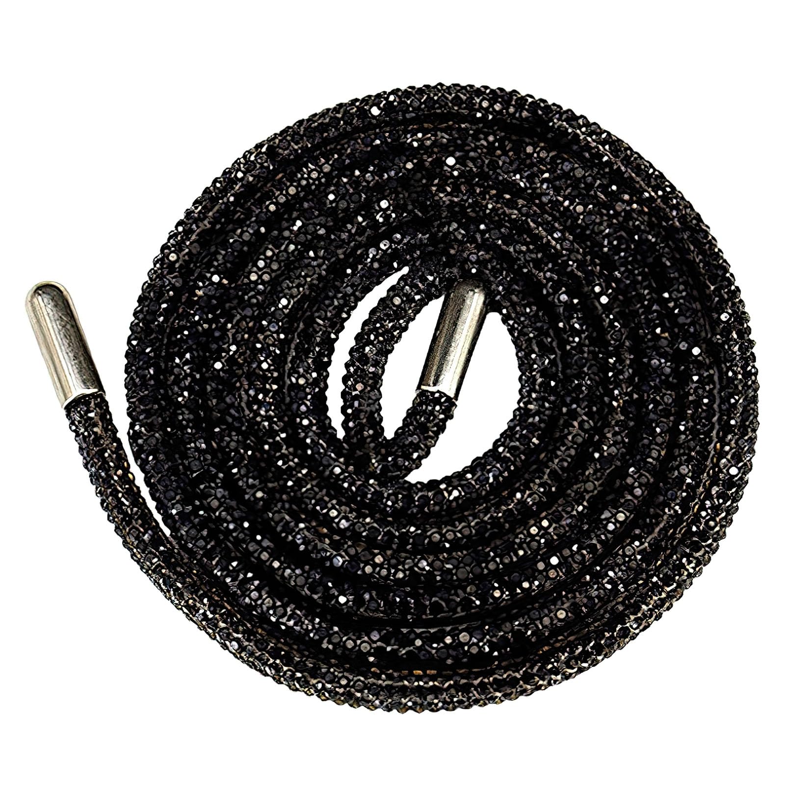 ANUFER One Piece 4MM/6MM Glitter Round Shoe Lace with Rhinestones Drawstring Cord Hoodie Strings Replacements