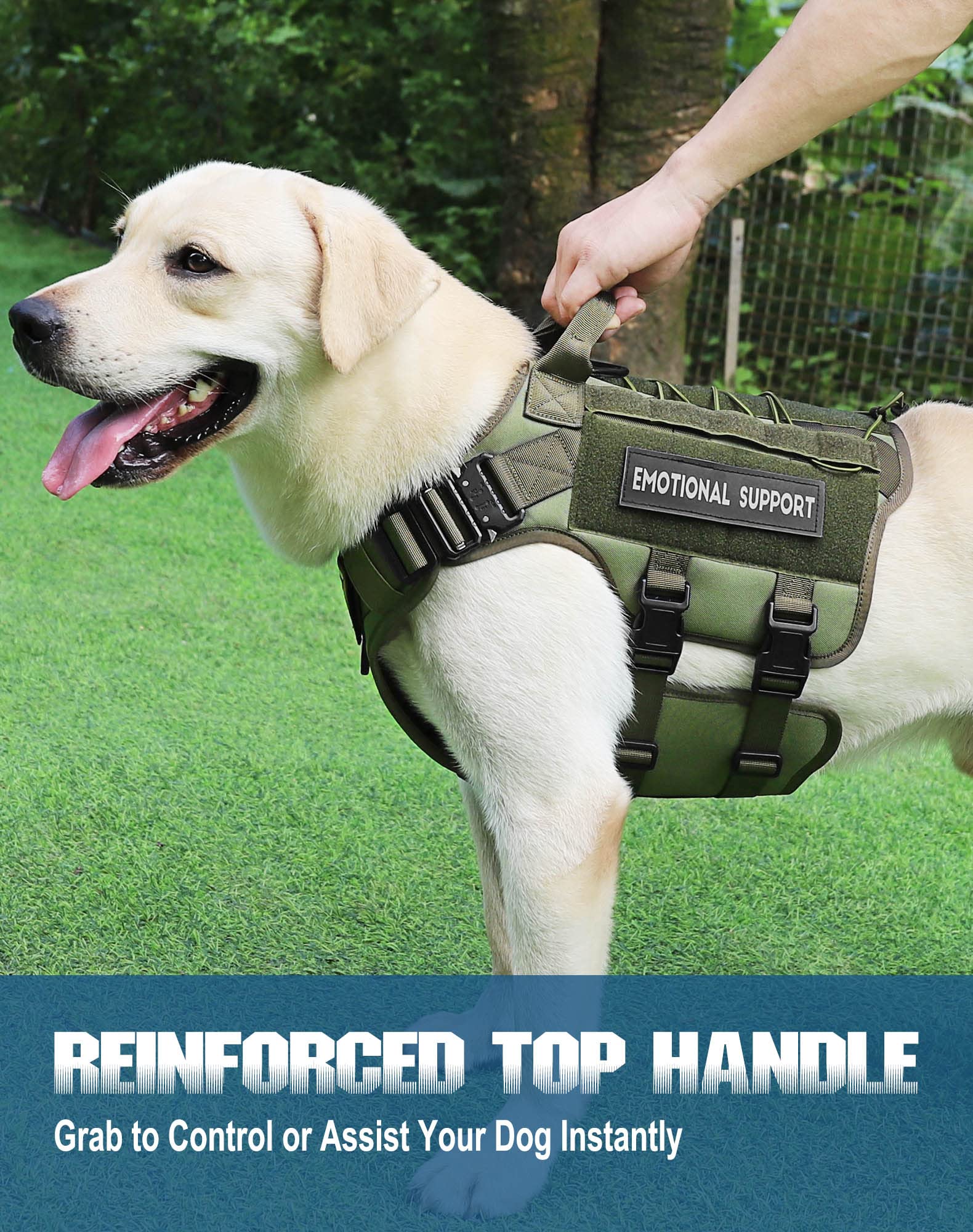 PETNANNY Arnés táctico para perro, arnés para perros de servicio, chaleco de apoyo emocional para perros medianos y grandes, chaleco para perros ESA sin tirones con gancho y bucle, chaleco Molle de