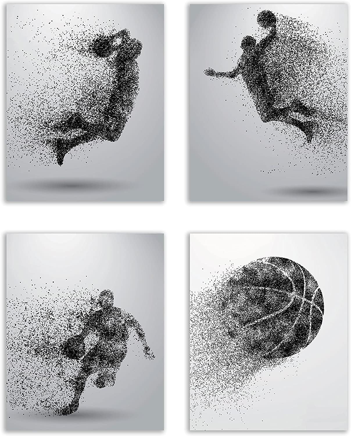 Basketball Wall Art Prints Set of 4 (11x14) Unframed