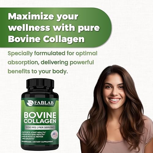 Miniatura 4 de FabLab Suplemento de colágeno bovino tipo I  Suplemento nutricional para apoyo de articulaciones, nervios y huesos  Producto dietético