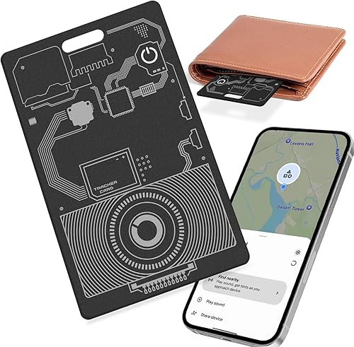 Wallet Tracker Card Android, IP68 Waterproof Rechargeable Smart Tracking Card for Wallet Compatible with Google Find Hub (Android Only) Bluetooth Item Locator for Luggage Tags, Passports, Purse