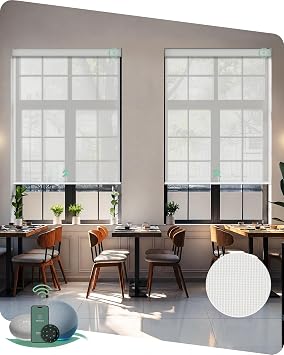 Yoolax Smart Solar Shades, Flame Retardant Motorized Blinds with Remote