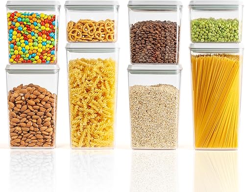 JIMALL - Recipientes apilables para almacenamiento de alimentos, recipientes apilables con tapas herméticas, a prueba de fugas para harina de