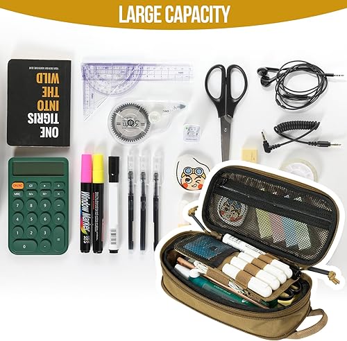 Miniatura 5 de OneTigris Estuche para lápices - Estuche para lápices para niños y niñas, suministros de oficina, papelería, organizador con cremallera,