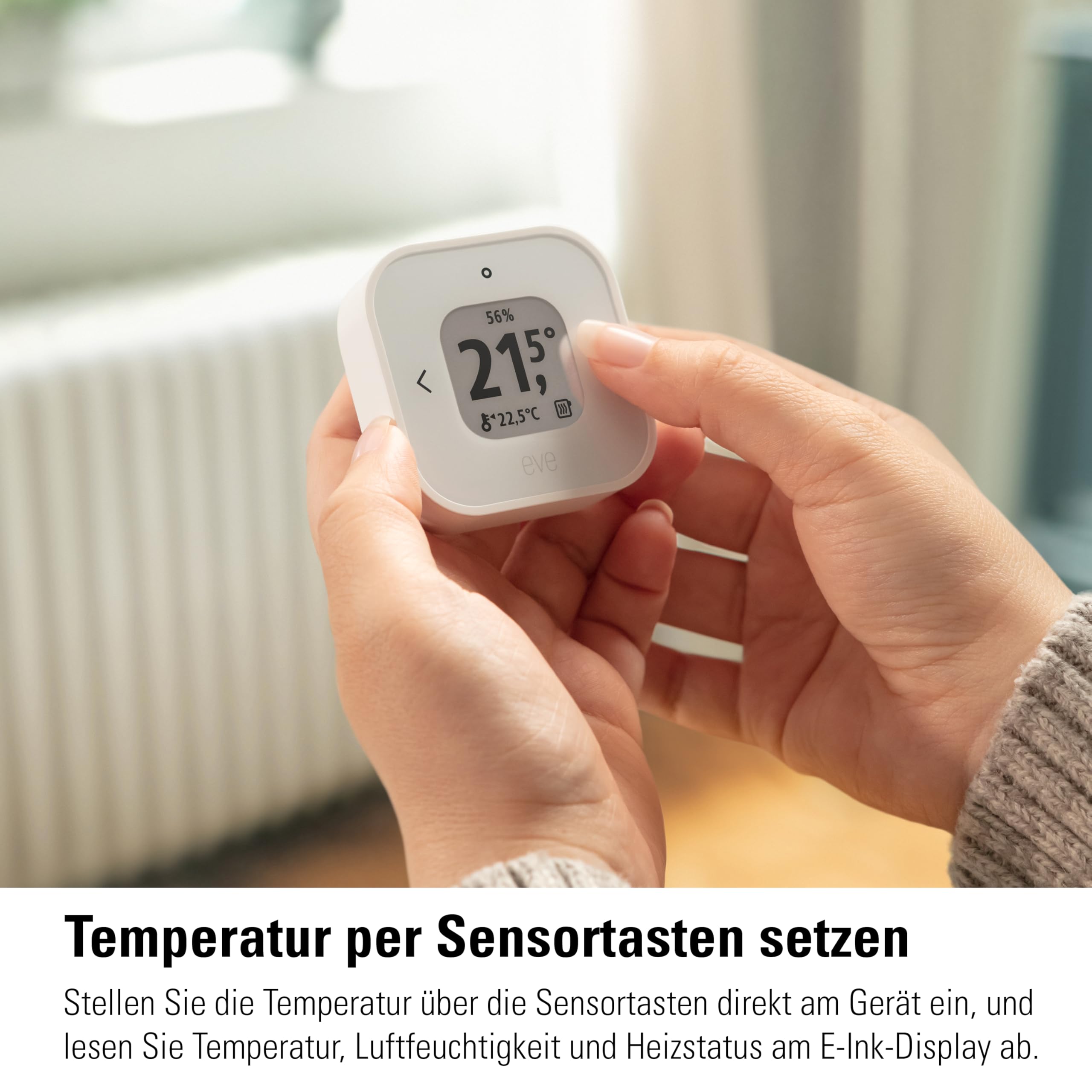 Eve Thermo Control (Matter) – Temperatursensor und -regler für Eve Thermo Thread, für Apple Home, benötigt Apple TV 4K (2. Gen./3. Gen. 128 GB), HomePod (2. Gen.) oder HomePod Mini