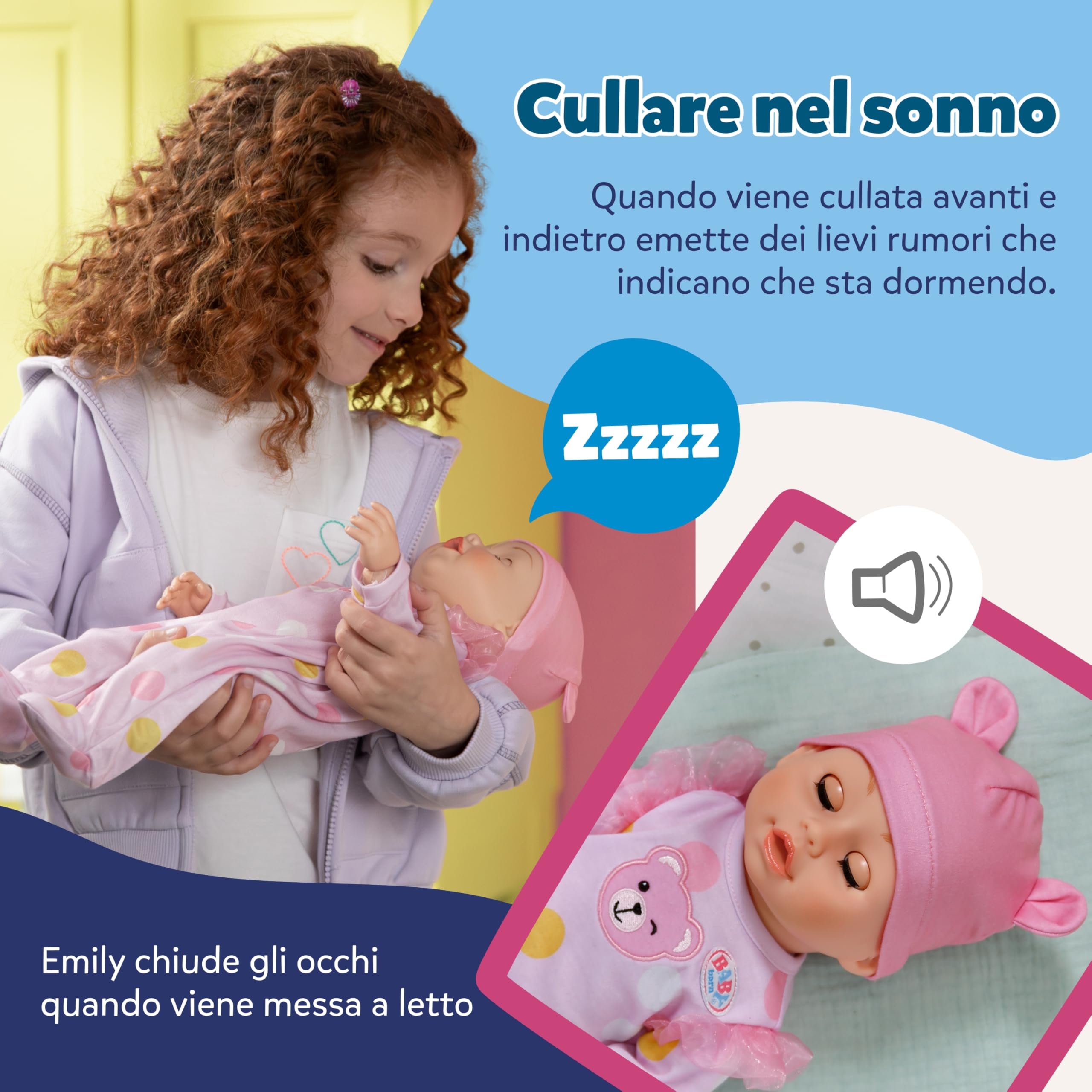 BABY born Emily Cammina con me 43 cm bambola sonora | Funzione elettronica con camminata e suoni, tutina rosa e cappellino, da 3 anni