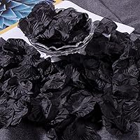 Vista 3 de CO-RODE 1200 pétalos de rosa negra, flores artificiales para bodas, fiestas, ambiente nocturno romántico, día de San Valentín, aniversarios