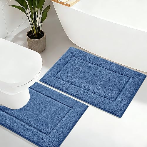 Miniatura 11 de Alfombras de baño de 32"x20", tapete de baño de microfibra absorbente ultra suave, grueso, afelpado y esponjoso, respaldo antideslizante, tapetes de