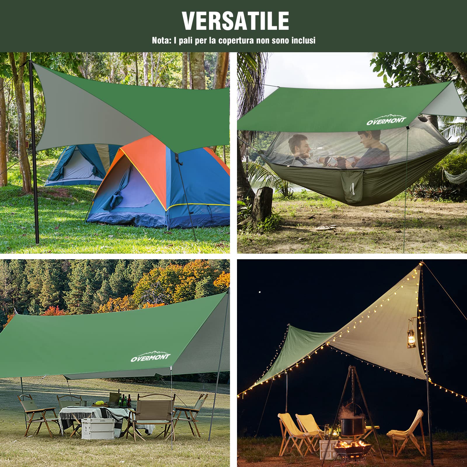 Amaca 3 dimensioni impermeabile pioggia tenda da mosca Tarp leggero