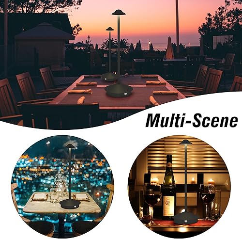 Miniatura 7 de liveMAX Lámpara de mesa recargable, lámpara de mesa inalámbrica, lámpara inalámbrica táctil regulable en aluminio, lámpara de escritorio con batería