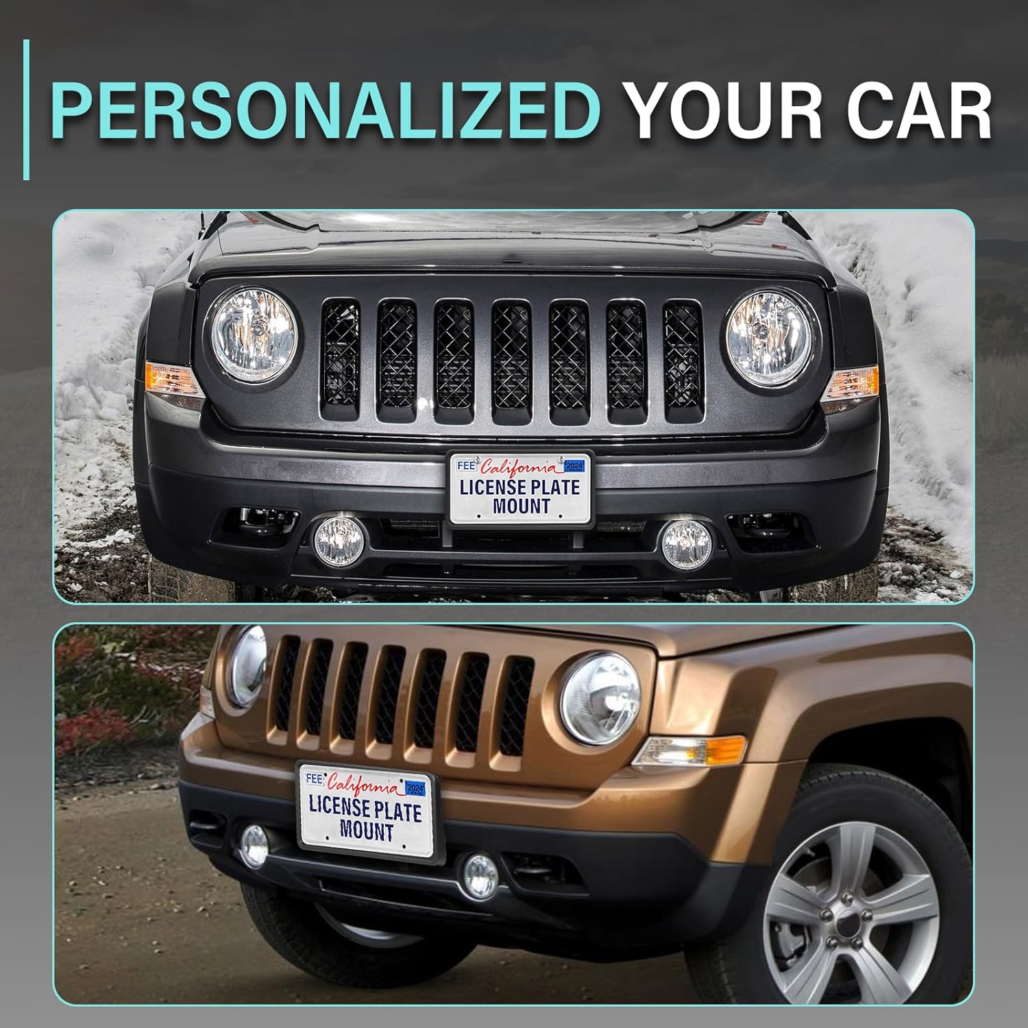 Quick Install Front License Plate Holder Compatible with Jeep Patriot 2011-2017 ABS License Plate Mounting Bracket Replacement Frame with Screws, Durable Car Accessories Upgrade