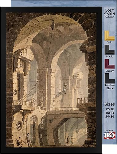 Joseph Turner Lost Cabin Dark Prison Marco plano negro de lienzo Reproducción de pintura de obras de arte finas Póster decorativo enmarcado para