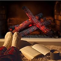 Vista 5 de Tuanse 4 piezas de troncos de fuego falsos sin llama de 16 pulgadas para primavera, verano, playa, campamento, decoración de fiesta temática