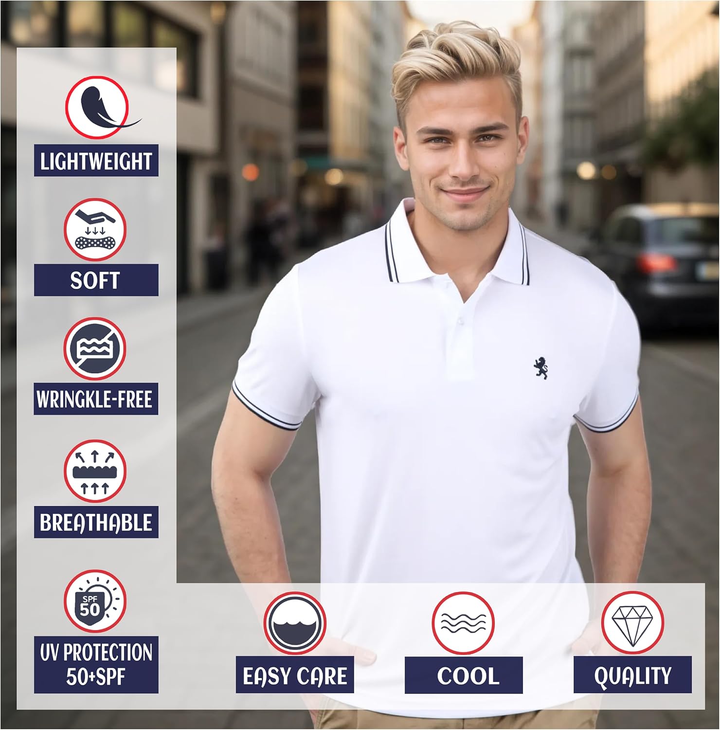 Albert Morris Men’s Short Sleeve Polo Shirts, Regular Fit, Moisture Wicking Performance Polyester, 4-Pack - Image 4