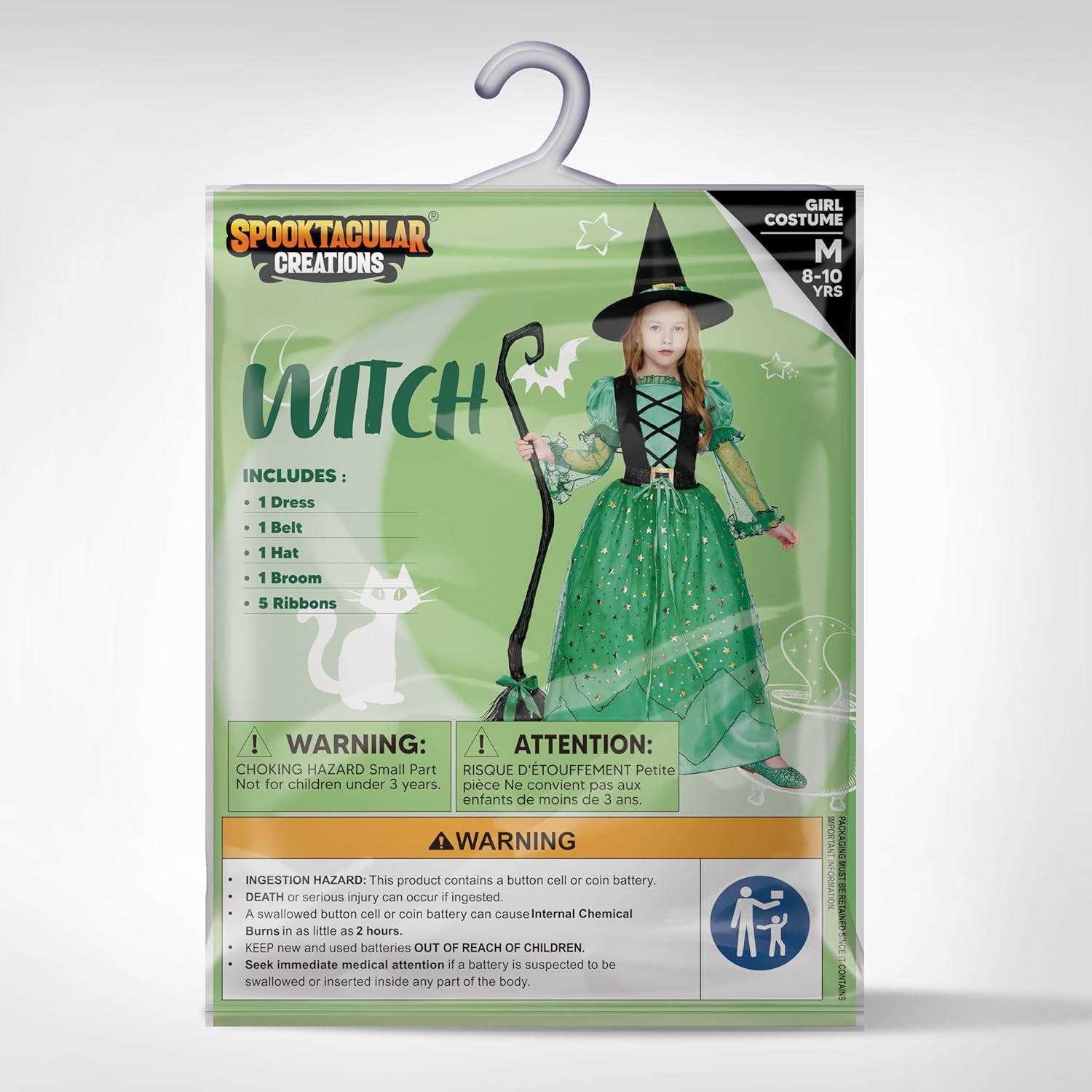 Spooktacular Creations Girls Witch Costume, Light up Witch Costume Kids, Starry Dress for Child Halloween Role Play Parties - Image 6