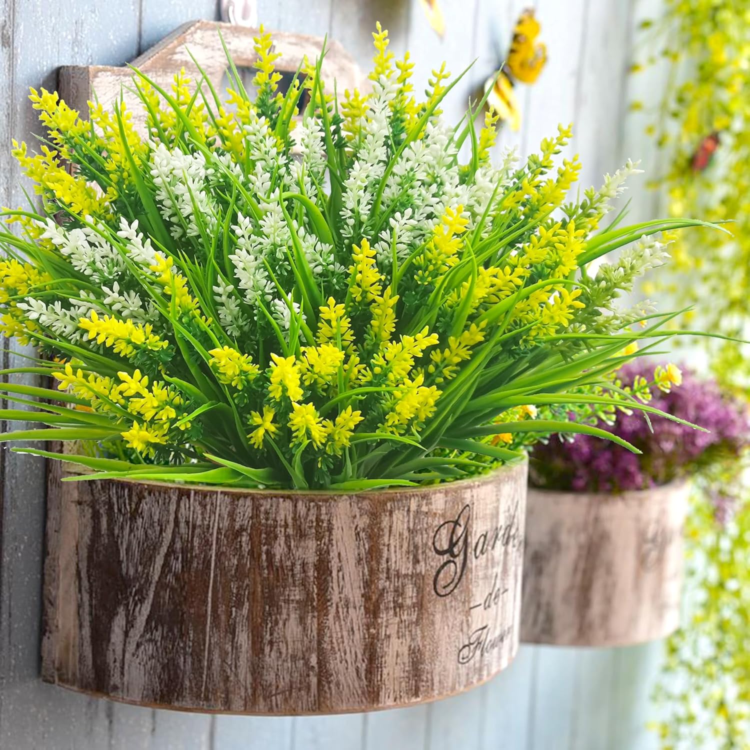 Artificial Plants Outdoor, 20 Pcs Artificial Flowers Outdoor Fake Plants UV Resistant Fake Flowers, Plastic Faux Flowers Shrubs Greenery Plants for Home Garden Patio Porch Window Box Decor