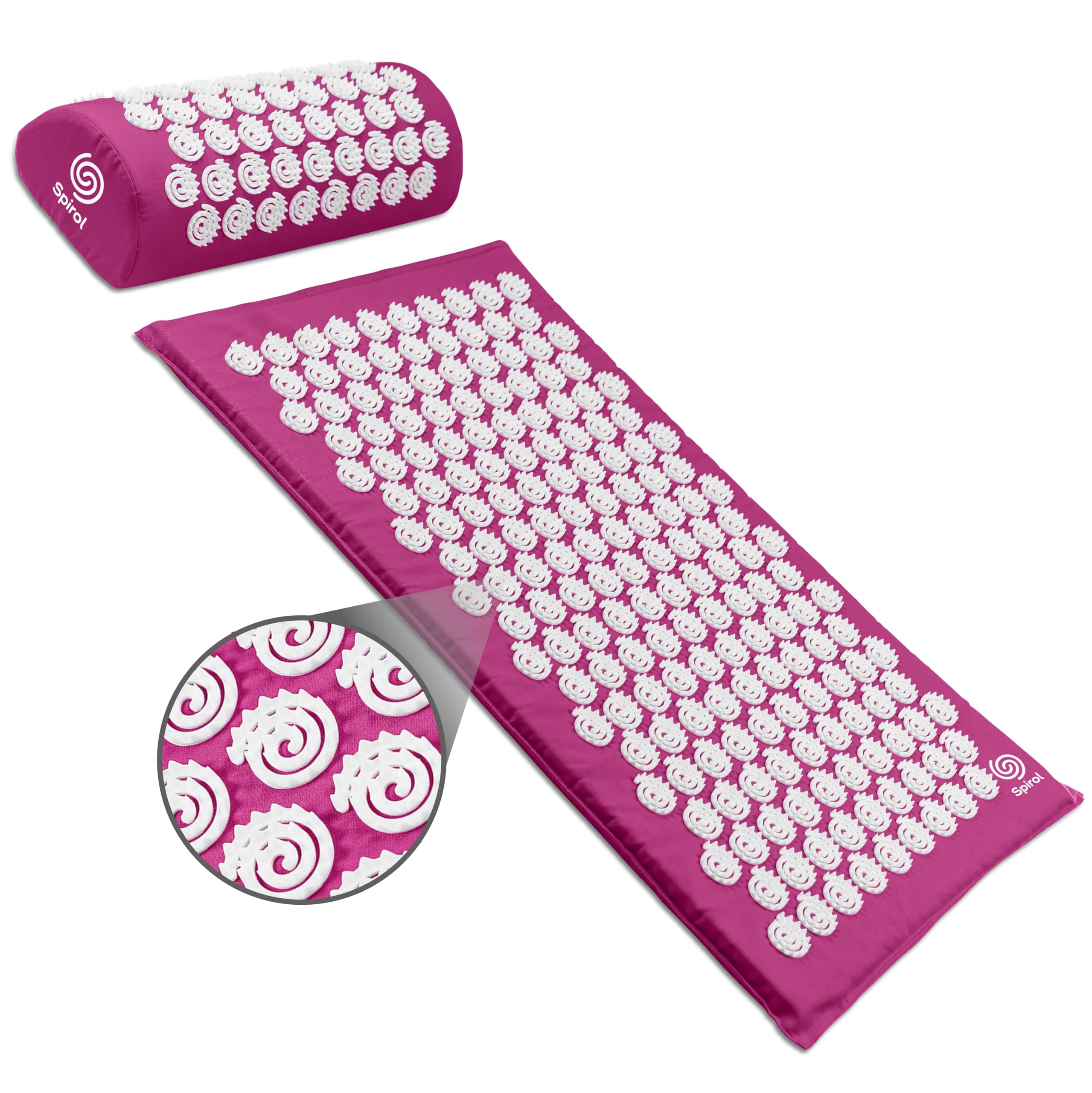 Spirol Acupressure Mat and Pillow Set for Back, Neck and Shoulder Pain Relief, with Flexible Acupressure Spikes, Includes Carry Bag (Amethyst)