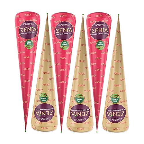 Miniatura 9 de Zenia Paquete de 3 conos de tinte para el cabello de henna 100% natural, color marrón rojizo oscuro, 0.88 oz cada cono