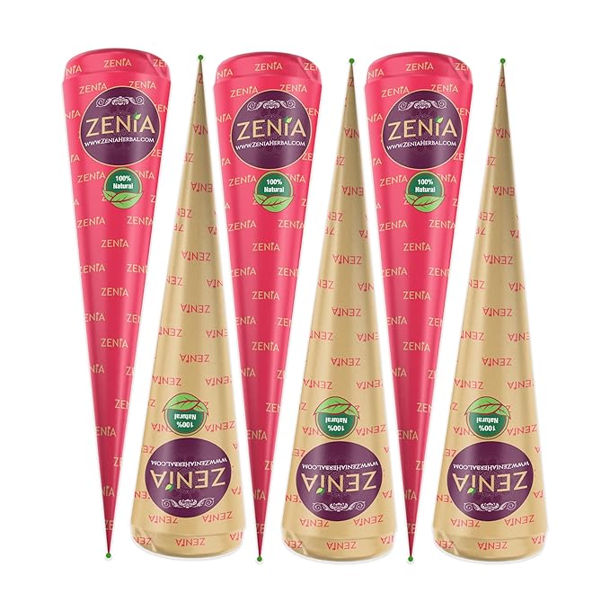 Zenia Pack de 6 Conos de Henna Color Caoba miniatura 2