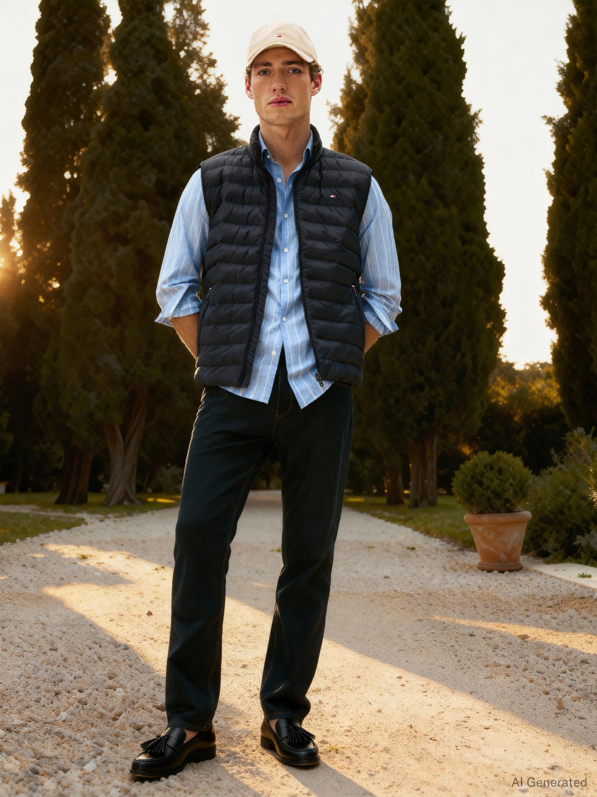 Tommy Hilfiger Veste sans Manches Homme Packable Recycled Vest Col Montant