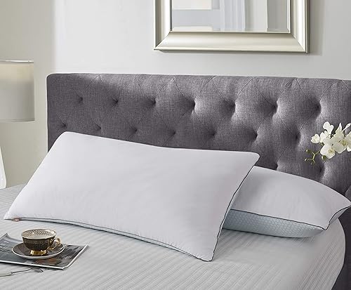 Miniatura 2 de kathy ireland Almohadas de cama de plumas de ganso blanco de 233 hilos para verano, invierno (2 unidades), tamaño King