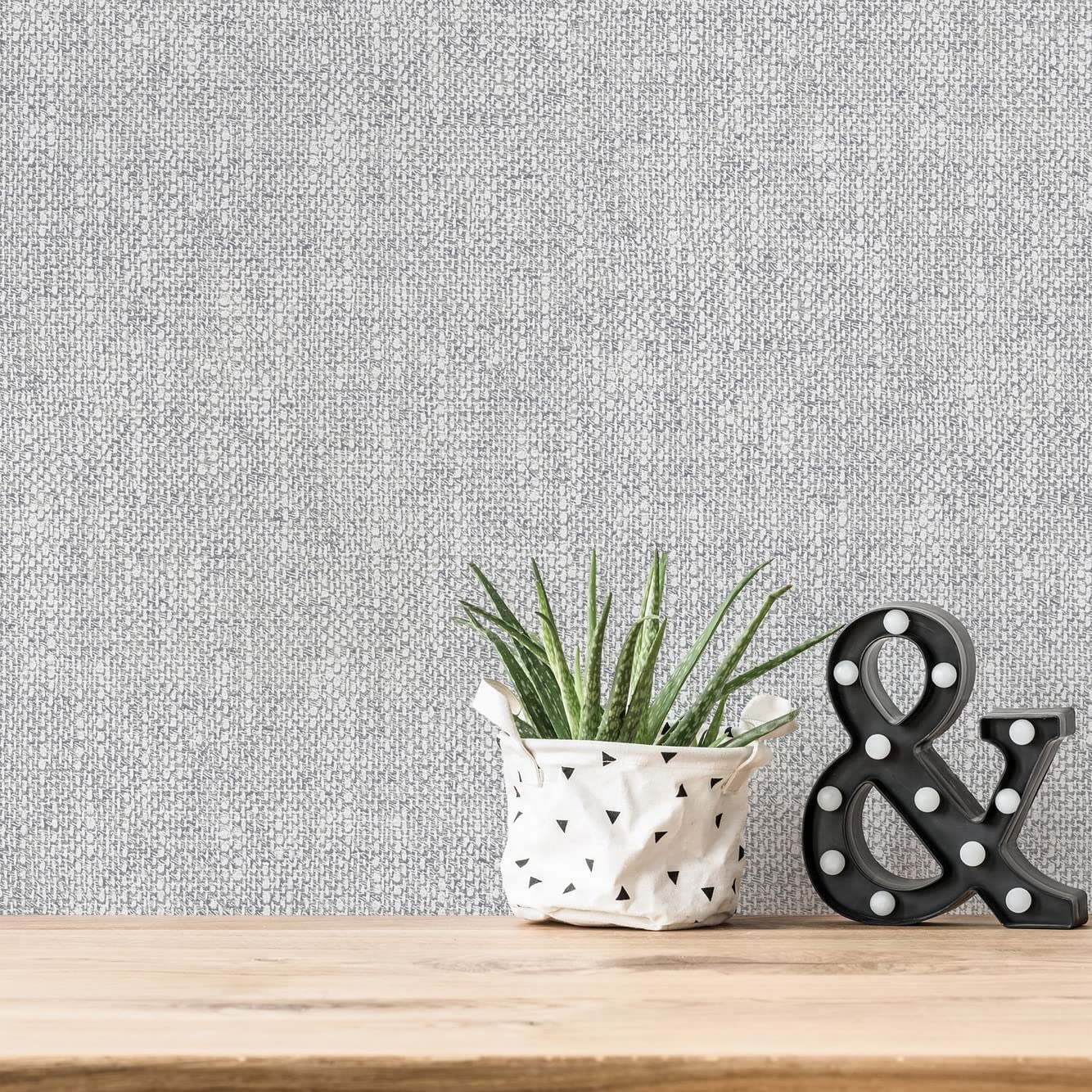 awallo 354426 3544-26 Non-Woven Wallpaper Linen Look 10.05 m x 0.53 m Grey Made in Germany, 53 x 1005 cm