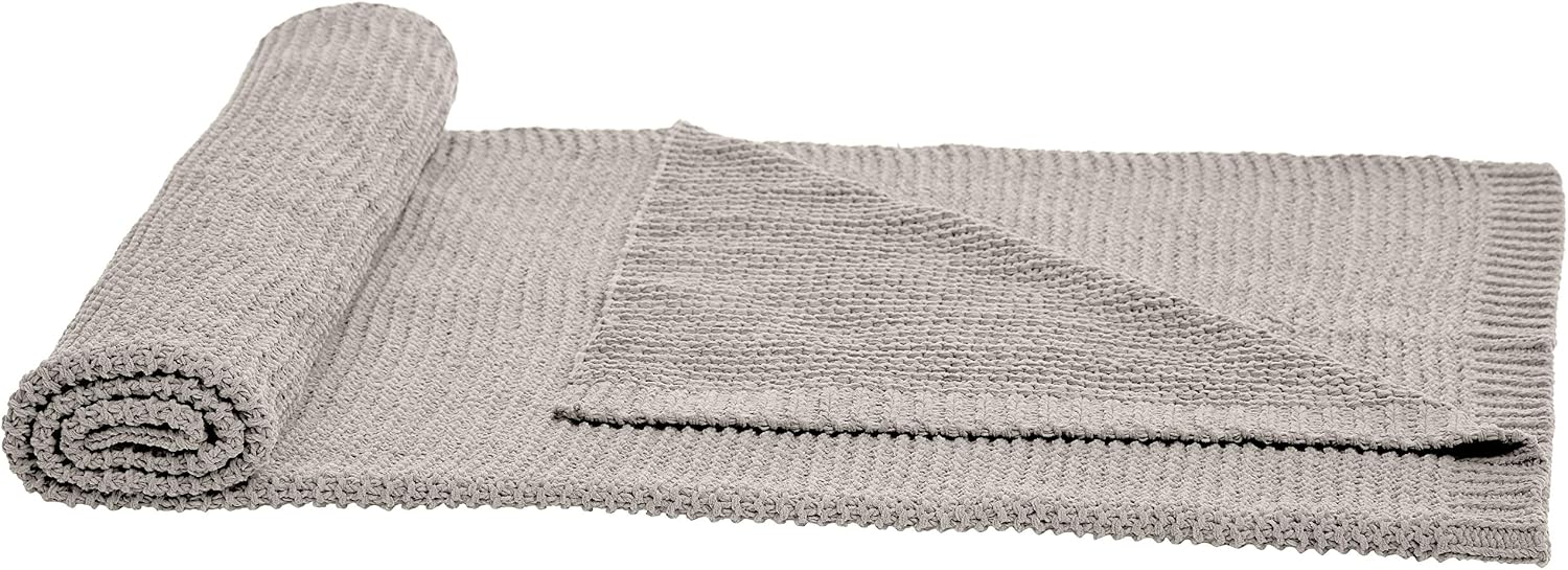 Amazon Basics Knitted Chenille Throw Blanket - 50 x 60 Inches, Light Grey