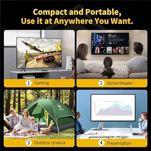 Vista 7 de Proyector y juego HCS350 Pro, proyector de juegos inteligentes retro 4K 1280 x 1080P 30000 juegos integrados, videojuego portátil con 2