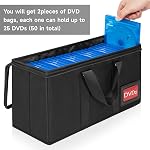 4 Boîtes de rangement pour paquets DVD, PVC Dégagez la lisière, DVD Organisateur de boîtiers avec étiquettes index-15.4"x 5.5"x 7.9" DVDs Sacs de rangement pour DVDs, CDs, Jeux vidéo, Livres, Chaque tenir jusqu'à 25 DVDs Jewel Cases