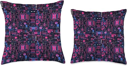 Miniatura 3 de Cyberpunk Circuit Board Pattern Throw Pillow