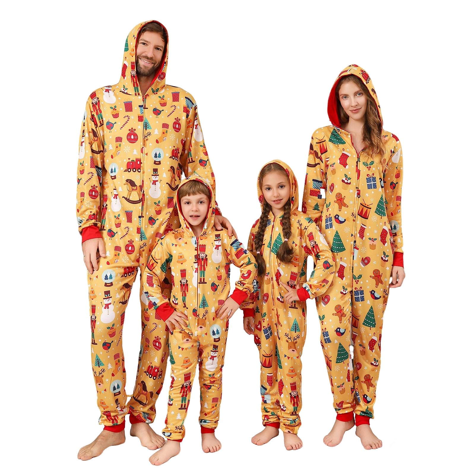 VNVNE Matching Christmas Onesie Pajamas for Family/Couples/Women/Men, Xmas Holiday Reindeer Striped Adults Pjs Sleepwear