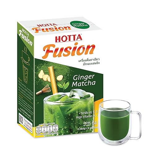 HOTTA Fusion Ginger Matcha - Alivia el dolor de garganta saludable, alto en vitamina A C E Boost Inmunidad Bajo en calorías Té verde japonés