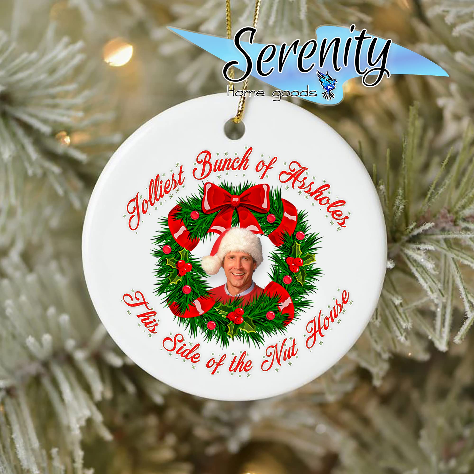Jolliest Bunch Of A holes This Side Of The Nuthouse Novelty Christmas Ornaments | National Lampoons Vacation XMAS Ornament | Cute Gift Wedding Presents For Newlywed | Ceramic Holiday Dcor