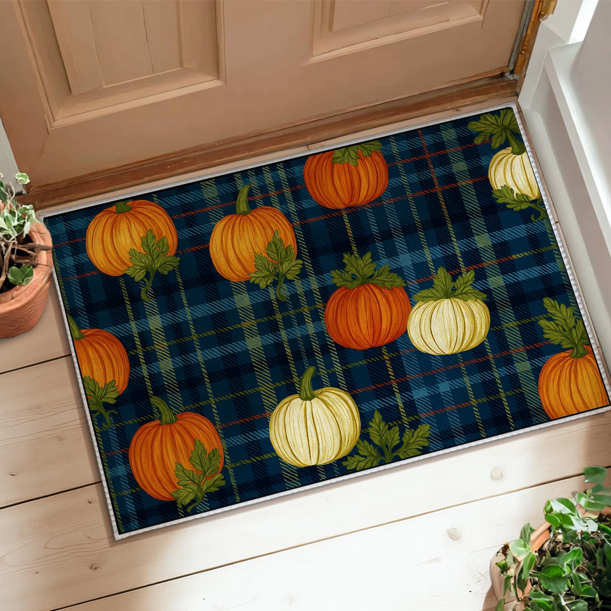 Tapis de citrouille pour entrée et salle de bain d'automne