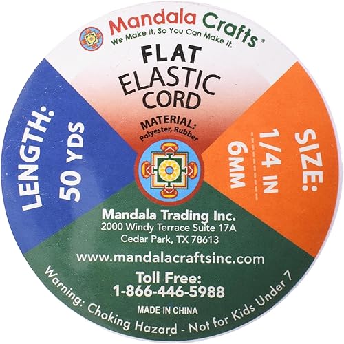 Vista 68 de Mandala Crafts - Rollo de cordón elástico plano para costura y manualidades Beige