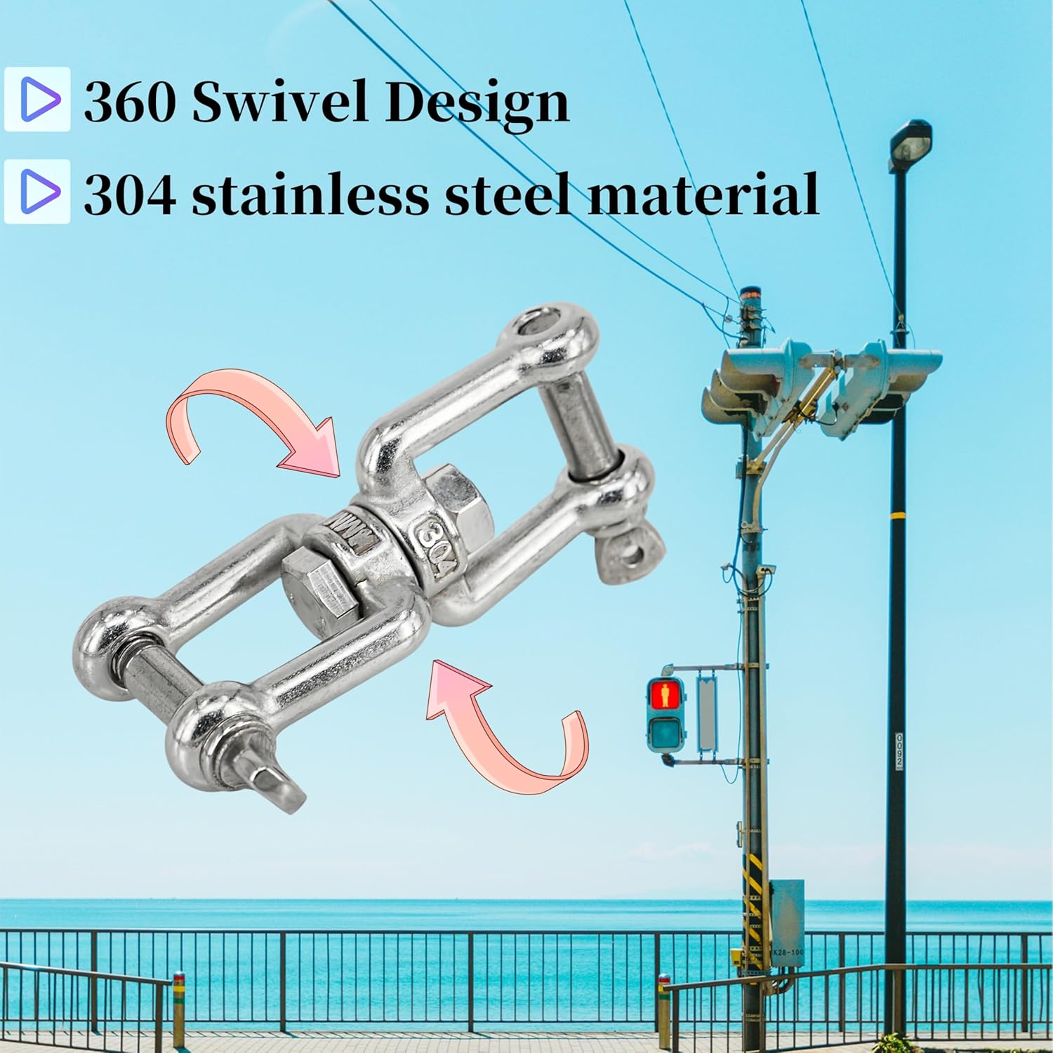 4PCS M5 Jaw-Jaw Swivel Anchor Connector Clevis Double Shackle for Boat,304 Stainless Steel - Image 3