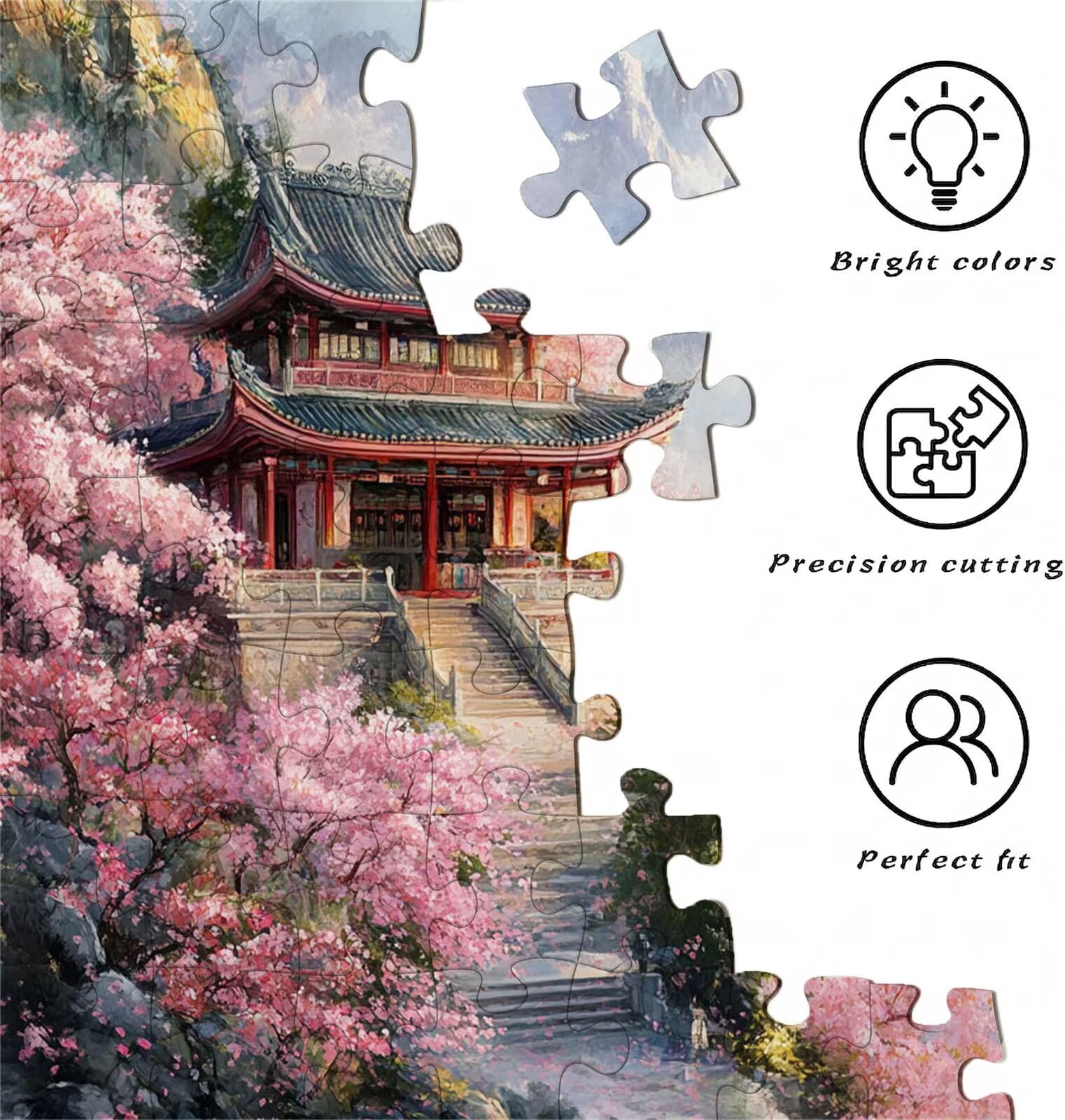 Puzzle 2000 elementów, drewniane puzzle dla dorosłych, kwiaty wiśni, klasyczne puzzle 99,5 x 70,5 cm, gra rodzinna, redukcja stresu, gra myśląca, dekoracja domu, w0-201