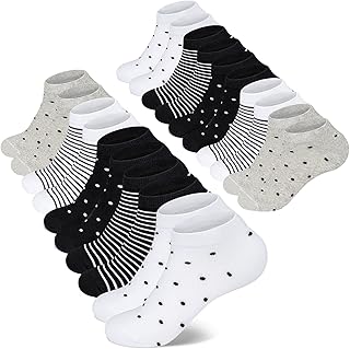 Mowenti 10 Pairs I Women's Trainer Socks 35-38 39-42 Short Socks Sports Socks with Stripes and Dots
