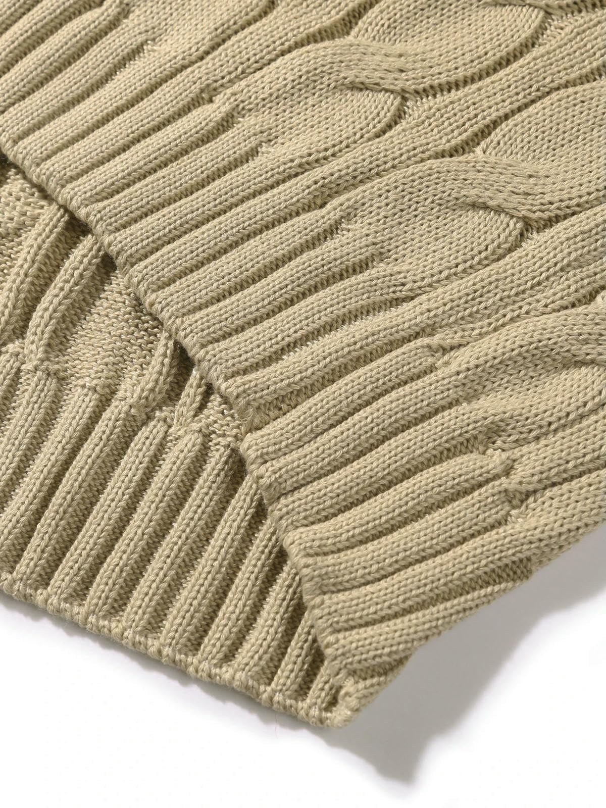 Jersey HombresuéTer Hombre Suéter De Punto Acanalado para Hombres Solapa Negocios Maduro Otoño Invierno Moda Y Adecuado Varios-Caqui-s