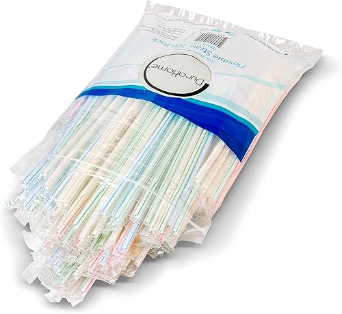 Vista 17 de Pajitas flexibles de plástico desechables sin BPA de 8 pulgadas de largo (paquete de 400 unidades, colorido)