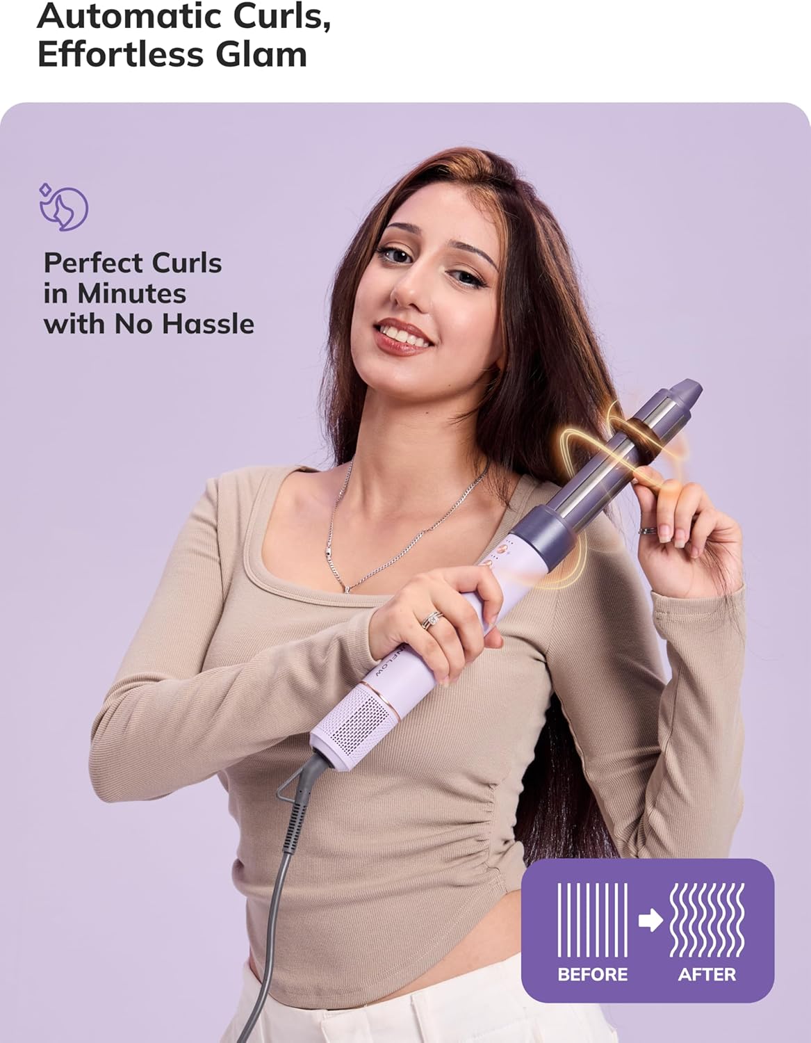 6-in-1 Hair Dryer Brush & Blow Dryer Brush in One – Auto Curl, Straighten, Volumize Hot Air Brush | Ionic Hair Styler with 360° Swivel Cord, Frizz-Free Quick Styling for Women, No Heat Damage - Image 3