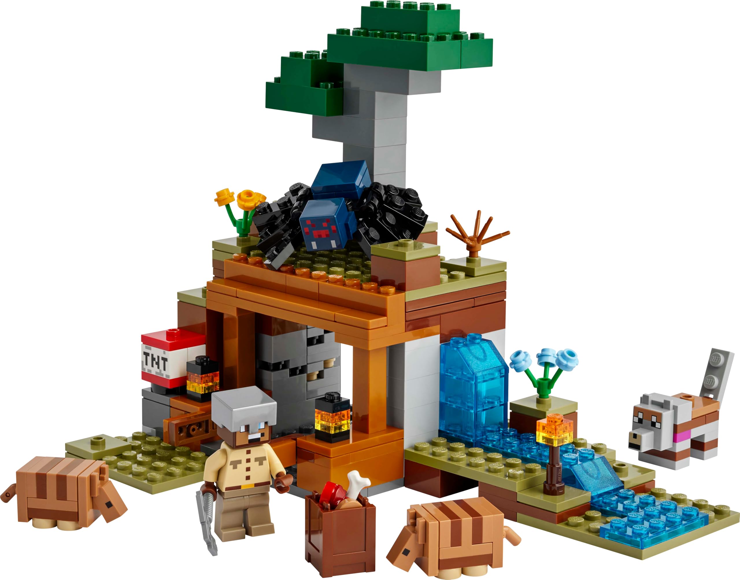 LEGO Minecraft Die Expedition zur Gürteltiermine - Interaktives Gamer Spielzeug mit Höhlenspinne- und Wolfsfiguren - TNT-Funktion - Gaming Geschenk für Jungen und Mädchen ab 8 Jahren - 21269