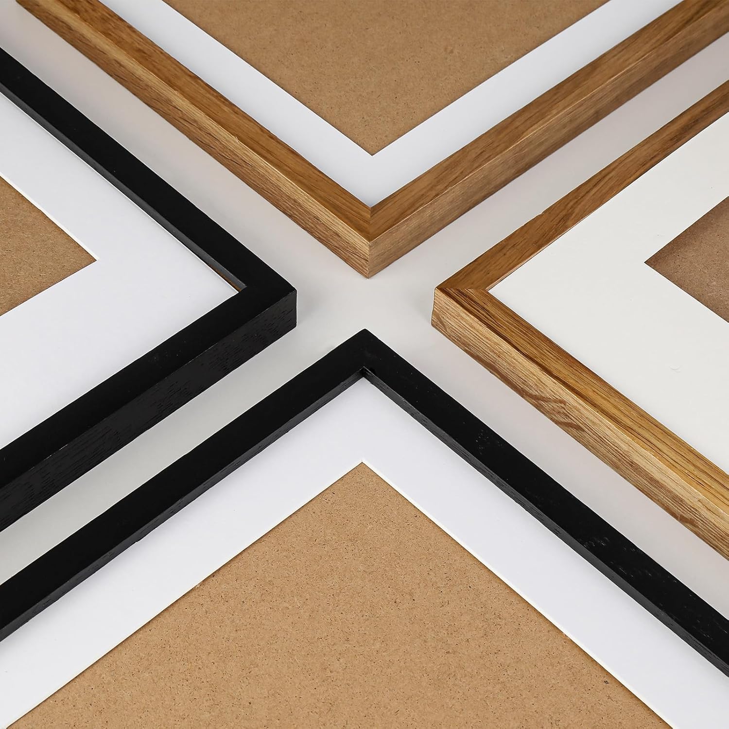 Oak Series 12x16 Solid Black Oak Picture Frame, Natural Grain Finish, Matted to 9.6x11.6, Gallery-Style Acrylic Front, Minimalist Narrow Border