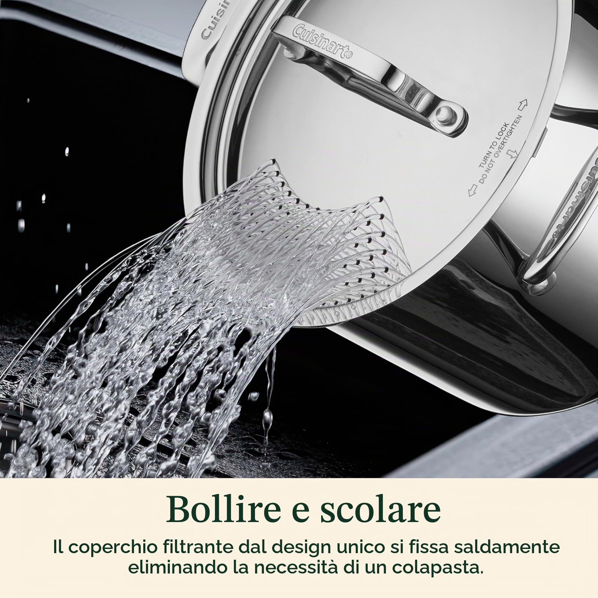 Cuisinart 766S-22 - Pentola per pasta in acciaio inox da 6 l, con coperchio scolapasta, collezione Chef's-Classic-Stainless-Cookware-Collection, 6 litri