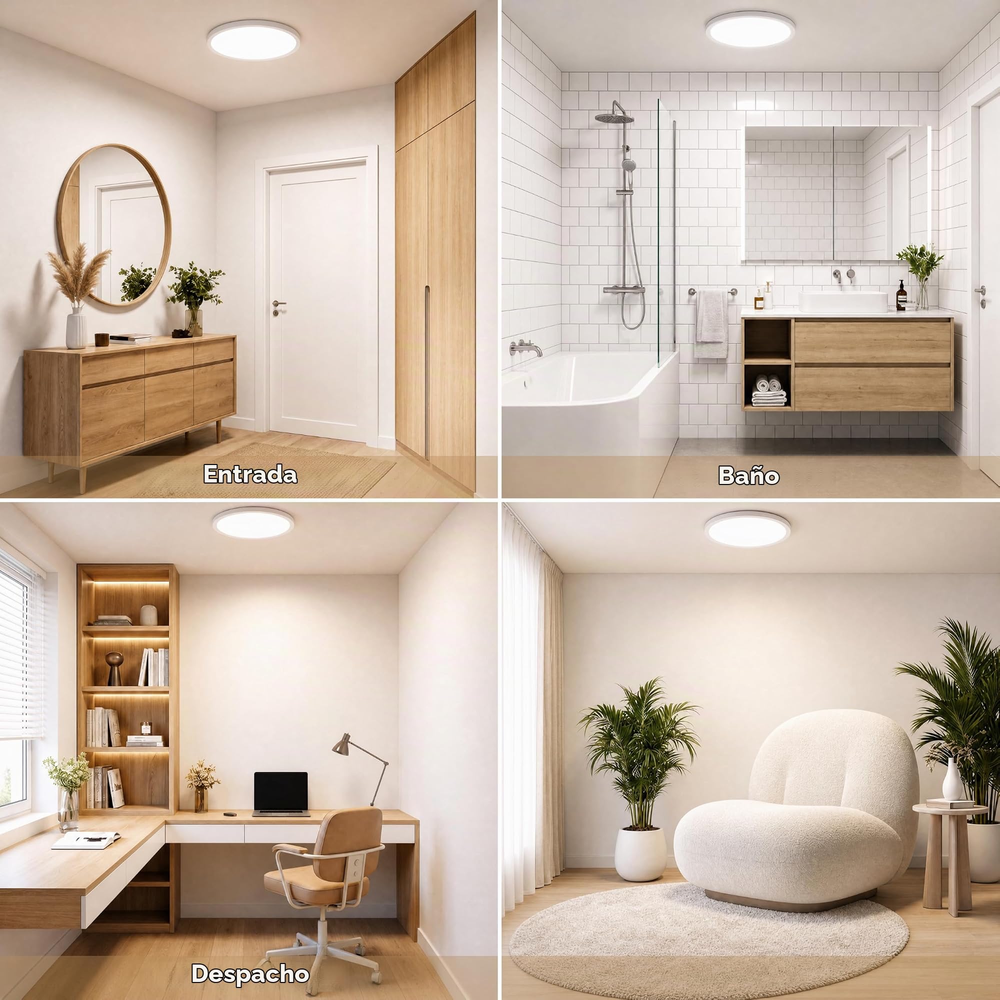 LQWELL Lámpara de techo LED Ultra Delgada Blanco 40cm 36W 4000K