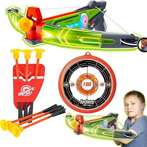 Miniatura 1 de NIDUYONG Bow and Arrow, Light Up LED Crossbow Archery Toy Set, Kids Crossbow Archery with Safe Suction Cup Arrows and Target, Crossbow Game