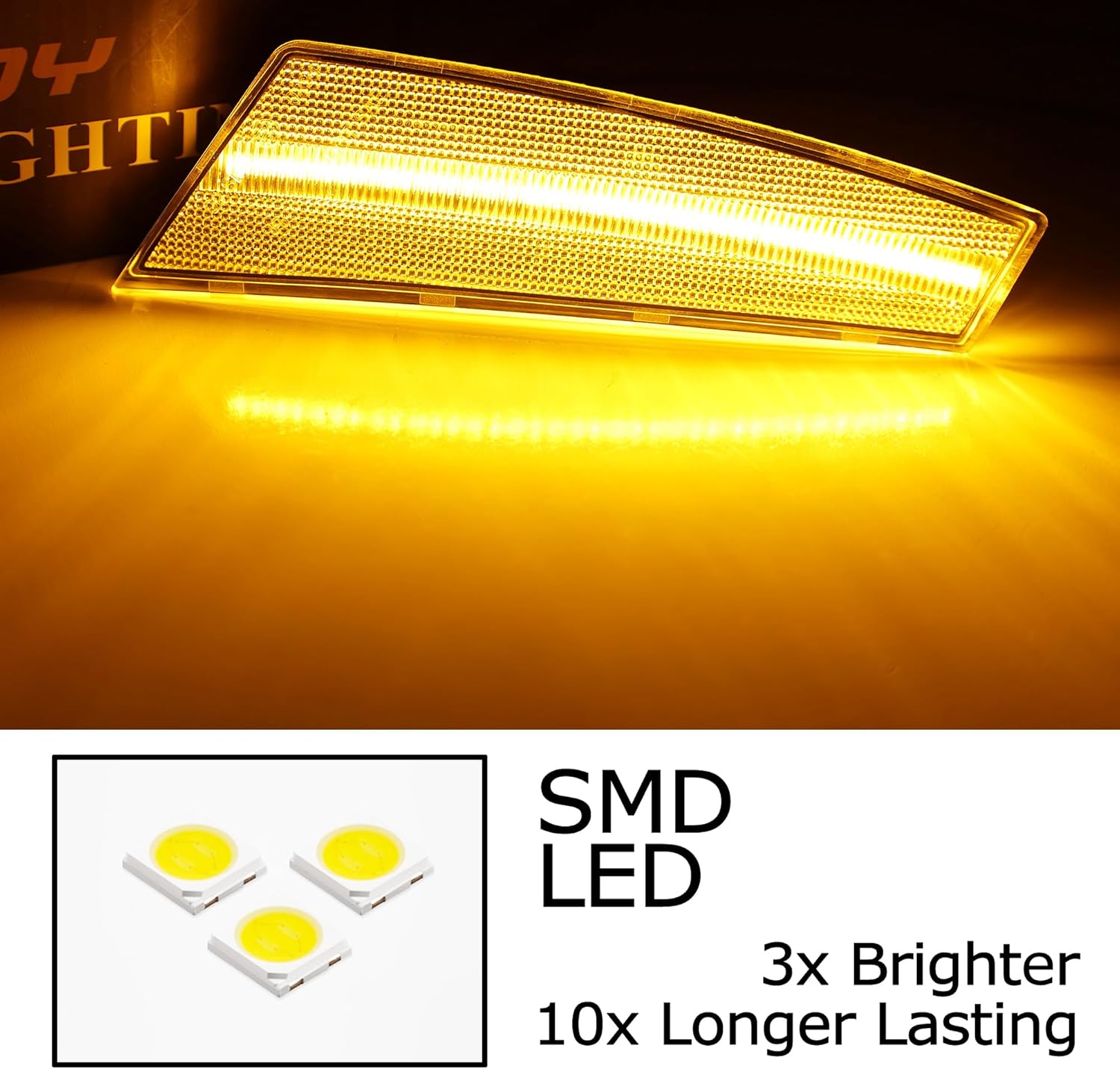 iJDMTOY Semi-Clear Lens Amber Full LED Strip Bumper Side Marker Light Kit Compatible With Jeep 2008-2012 Gen2 Liberty