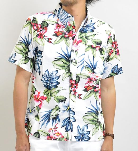 Amazon 品 アロハシャツ 花柄 ボタンダウン 綿100 メンズ 3l Cb 01 ホワイト シャツ 通販