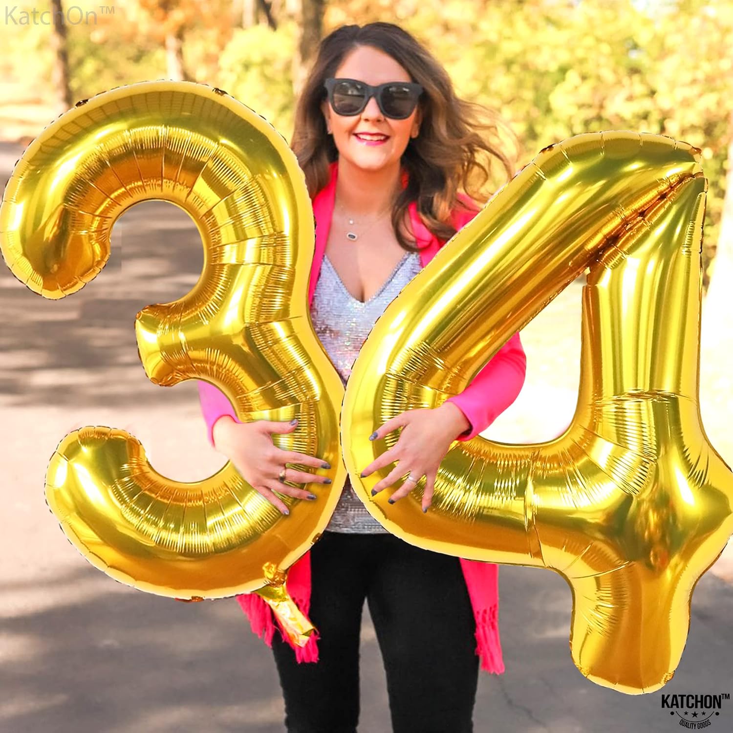 KatchOn Giant Gold 34 Balloon Numbers - 40 Inch | Birthday Decorations for Women and Men | Number Balloon Gold | Anniversary Decorations | Happy 34th Birthday
